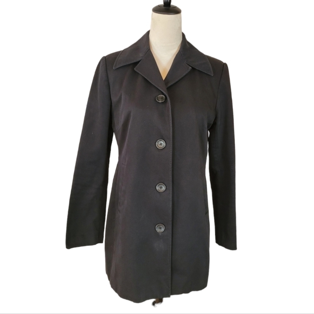 Banana Republic Black Cotton Trench Coat‎ Size Medium